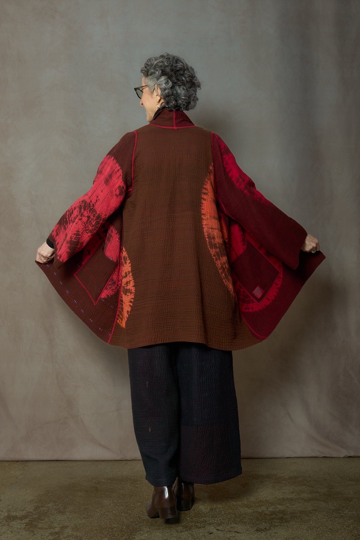 TC4970-RED / WO4970-ORG / COTTON SILK SW PATCH OMBRE KANTHA (AVAILABLE JACKETS)