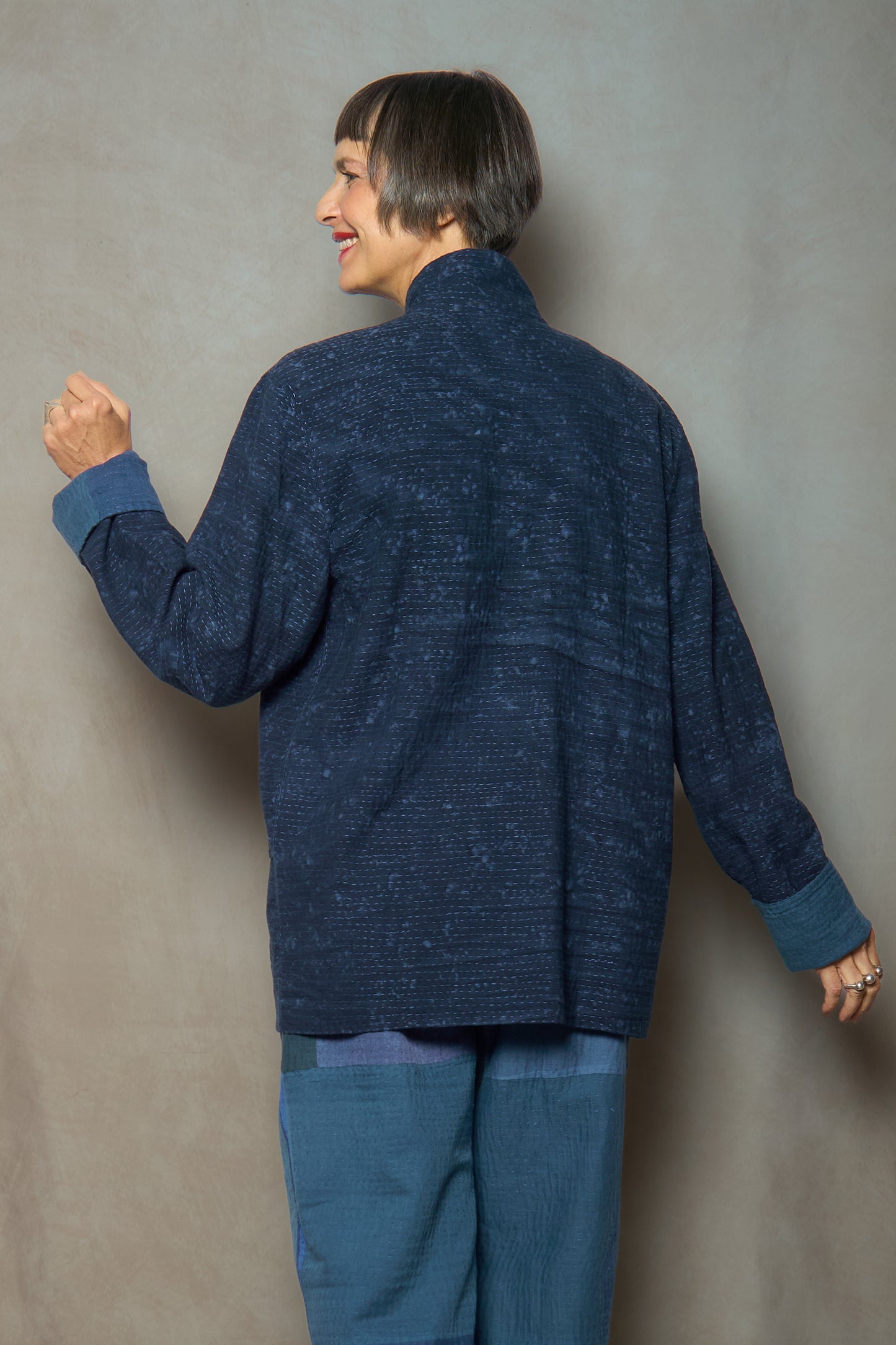 US2971-NVY / DUCK SUN DYE WITH PATCH KANTHA (AVAILABLE JACKETS)