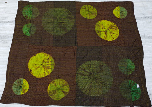 WJ2970-GRN-TIE- DYE CIRCLE SHIBORI (In Kantha Start 06/15/2025) AH HOLIDAY TRUNK SHOW-2025 & OTHER ORDER