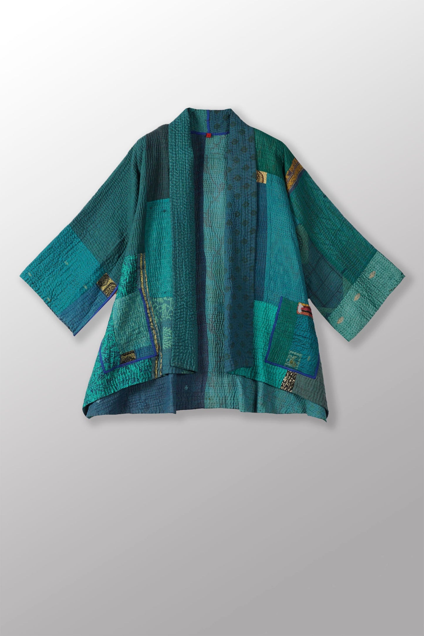 WS4970-TEL / COTTON SILK SW PATCH KANTHA -TEL- (AVAILABLE JACKETS)