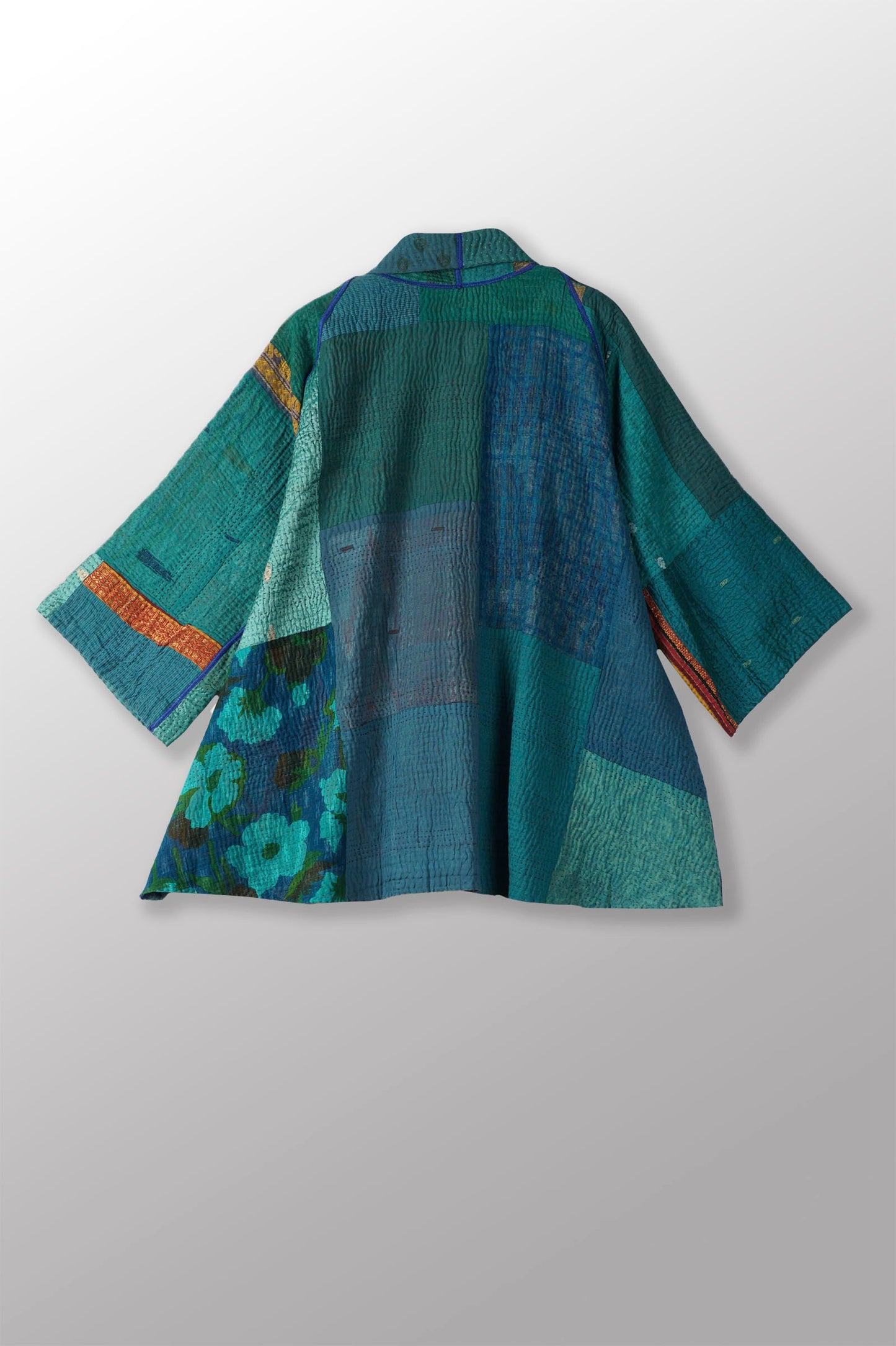 WS4970-TEL / COTTON SILK SW PATCH KANTHA -TEL- (AVAILABLE JACKETS)