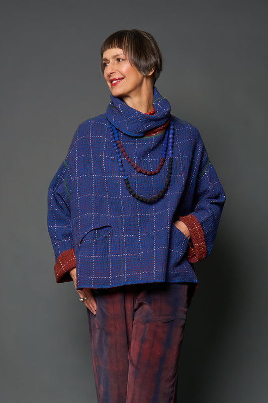 WW3971-BLU / WOOL WAFFLE KANTHA -BLU (IN KANTHA)