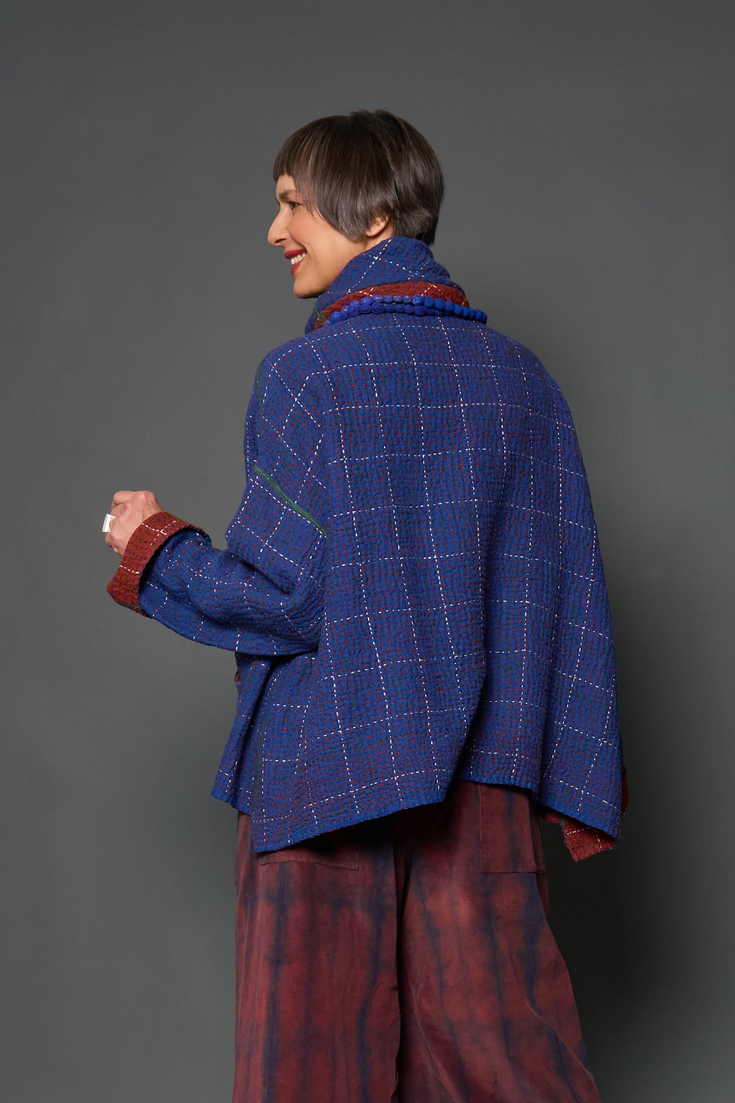 WW3971-BLU / WOOL WAFFLE KANTHA -BLU (AVAILABLE JACKETS)