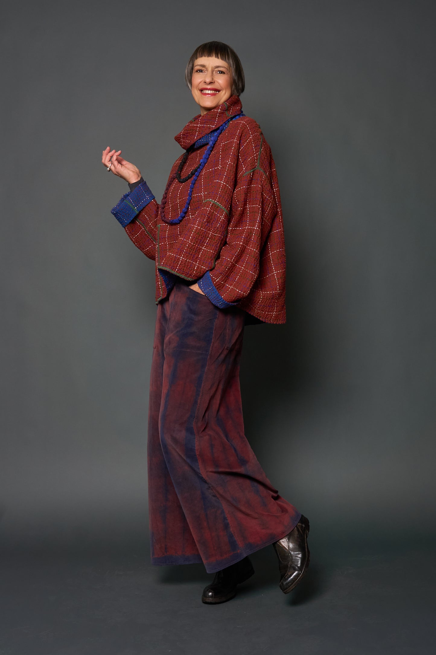 WW3971-BLU / WOOL WAFFLE KANTHA -BLU (AVAILABLE JACKETS)