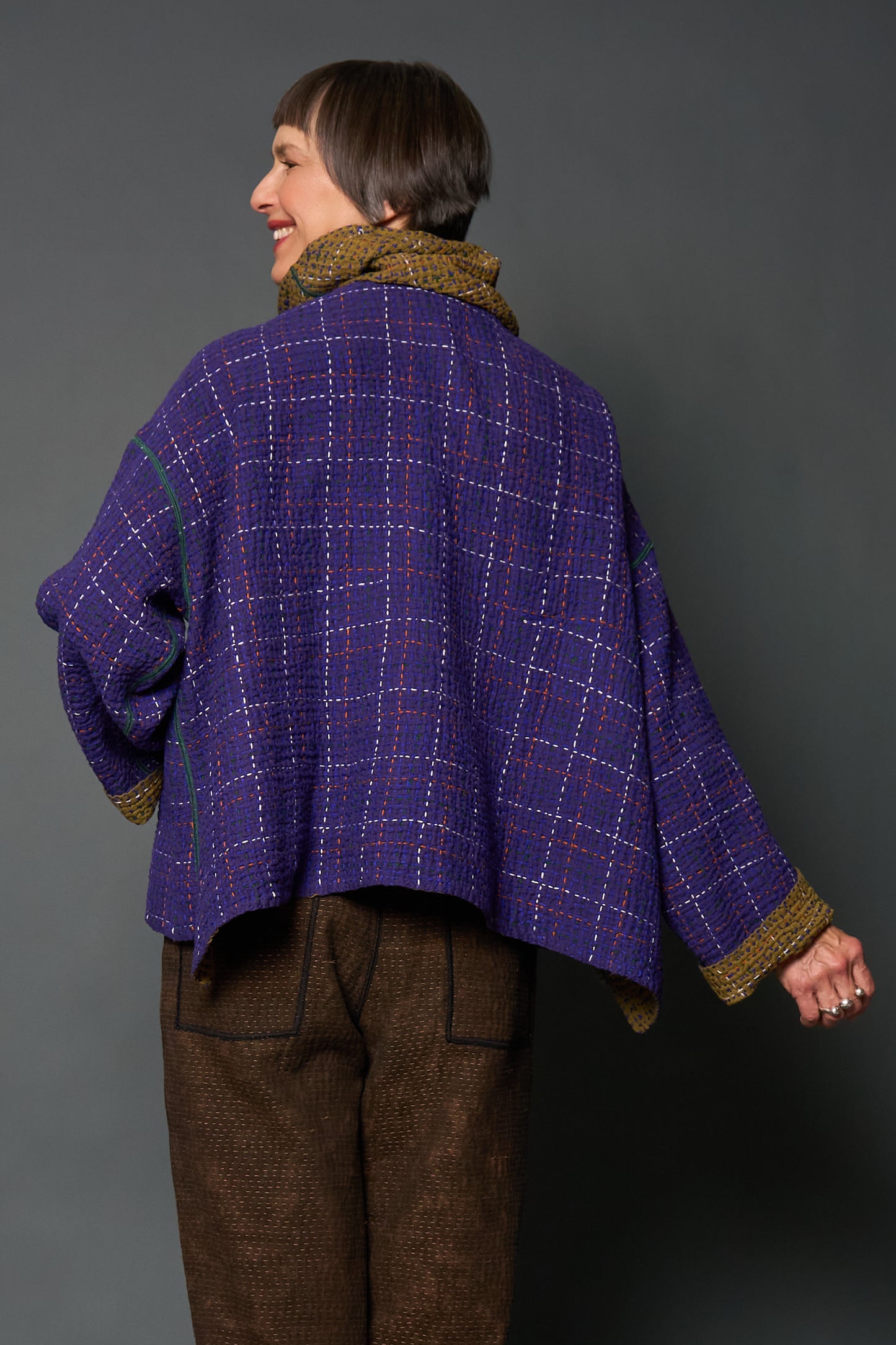 WW3971-PRP / WOOL WAFFLE KANTHA (AVAILABLE JACKETS)