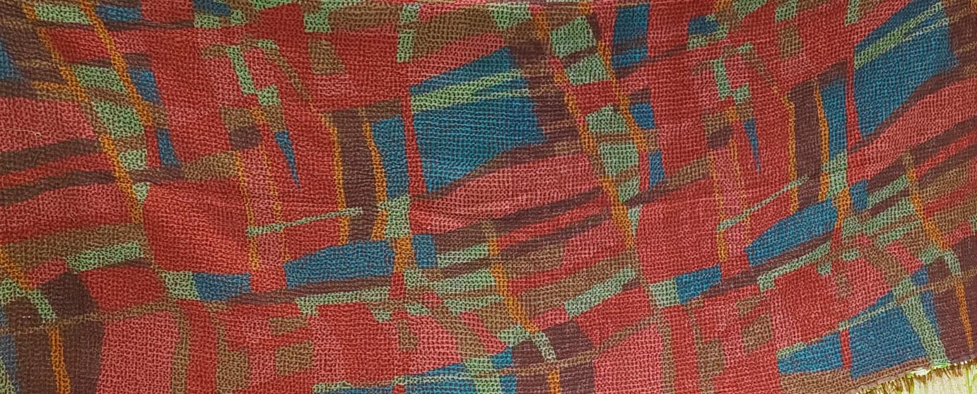 BW3970-RED / ABSTRACT WAFFLE KANTHA (AVAILABLE JACKETS)