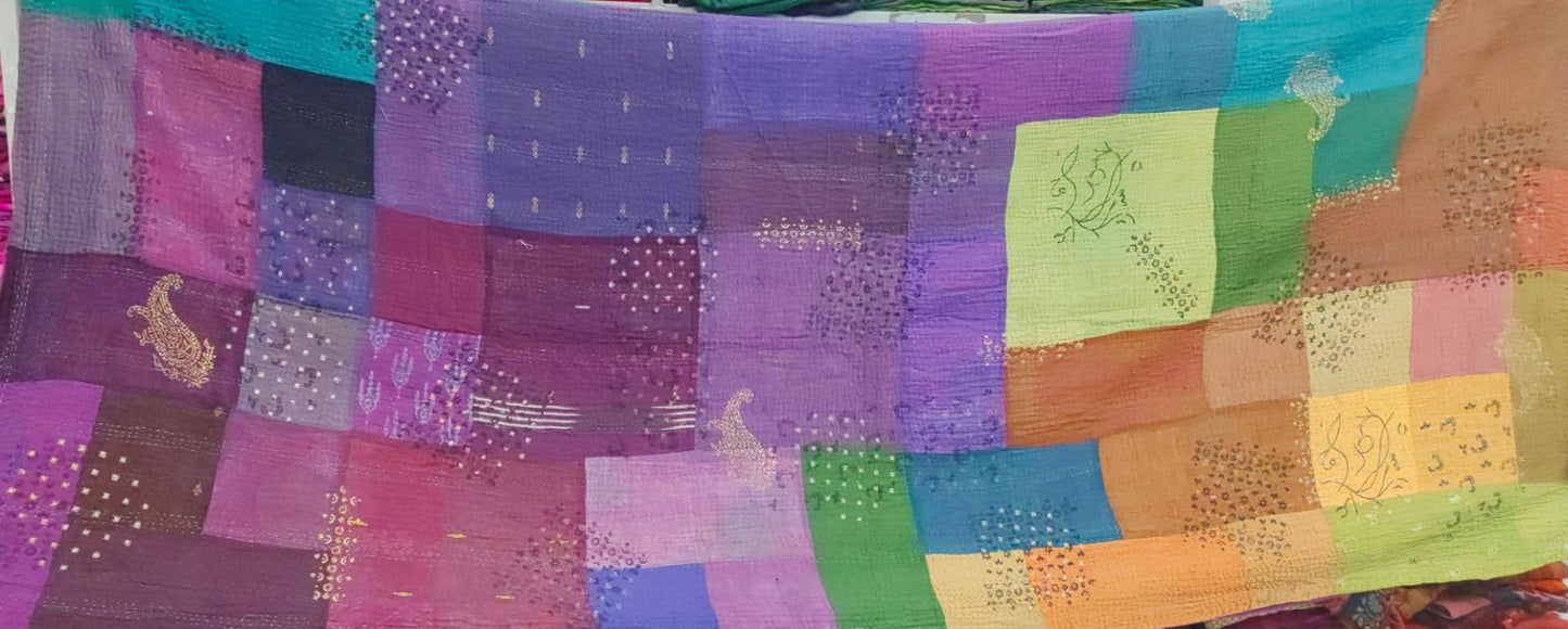 OG4970-MLT / OMBRE PATCHED GOLD STAMP KANTHA -MLT (AVAILABLE JACKETS)