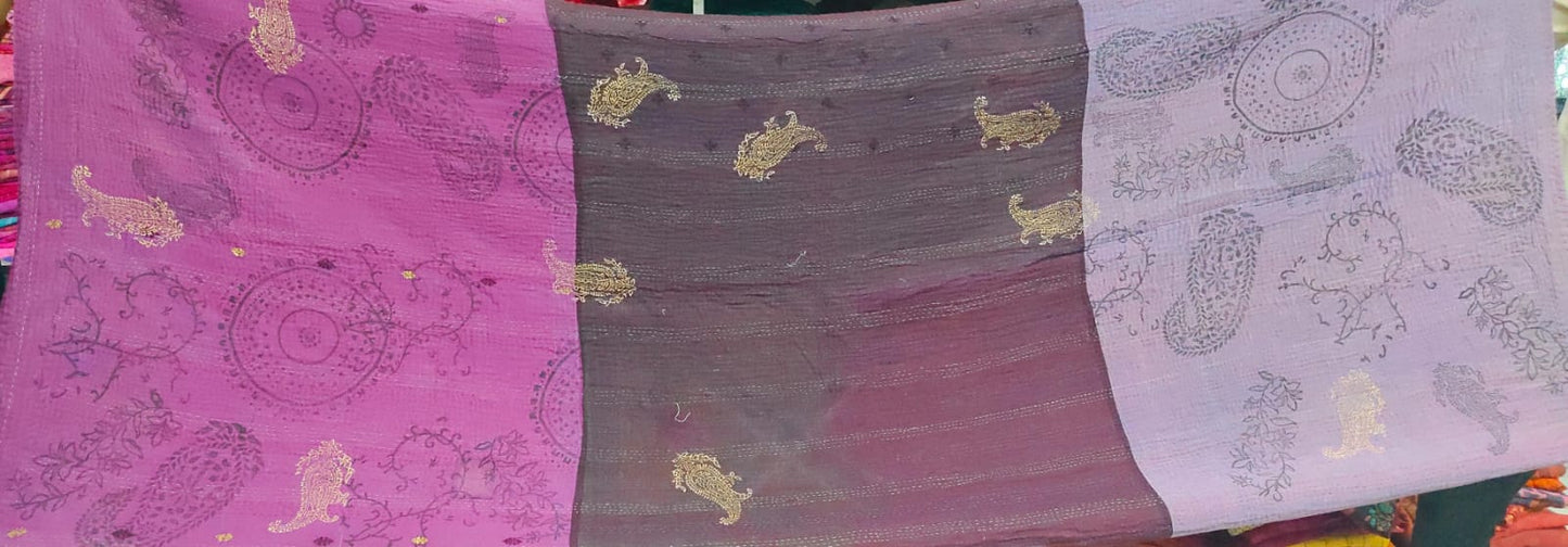OG4970-MLT / OMBRE PATCHED GOLD STAMP KANTHA -MLT (AVAILABLE JACKETS)