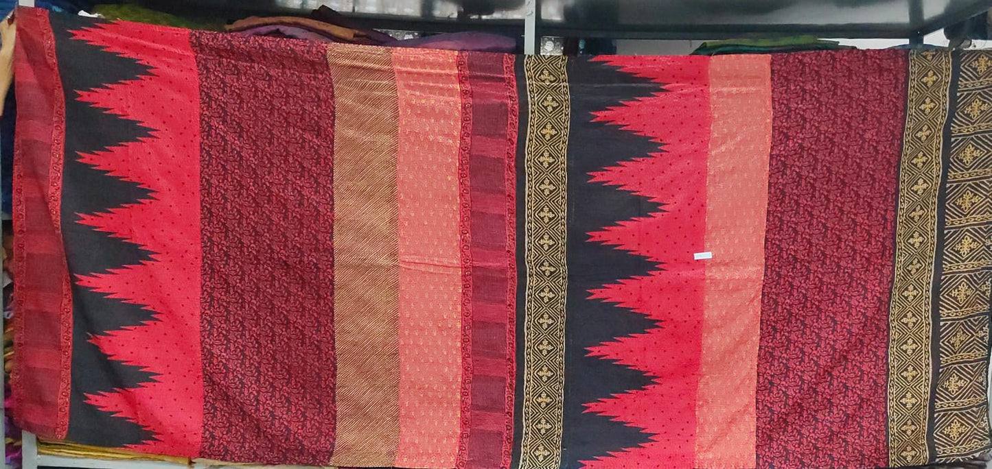 OS2971-RED / SILK COTTON OMBRE PRINT KANTHA -RED (AVAILABLE JACKETS)