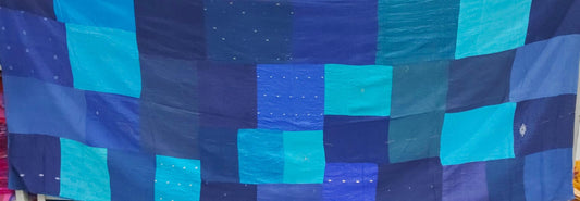 WO2970-BLU / COTTON SILK SW PATCH OMBRE KANTHA -BLU (AVAILABLE JACKETS)