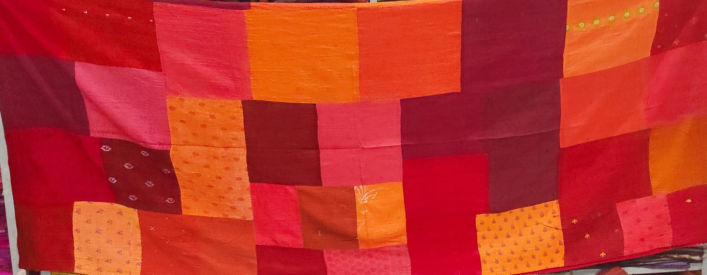 WO2970-ORG / COTTON SILK SW PATCH OMBRE KANTHA -ORG (AVAILABLE JACKETS)