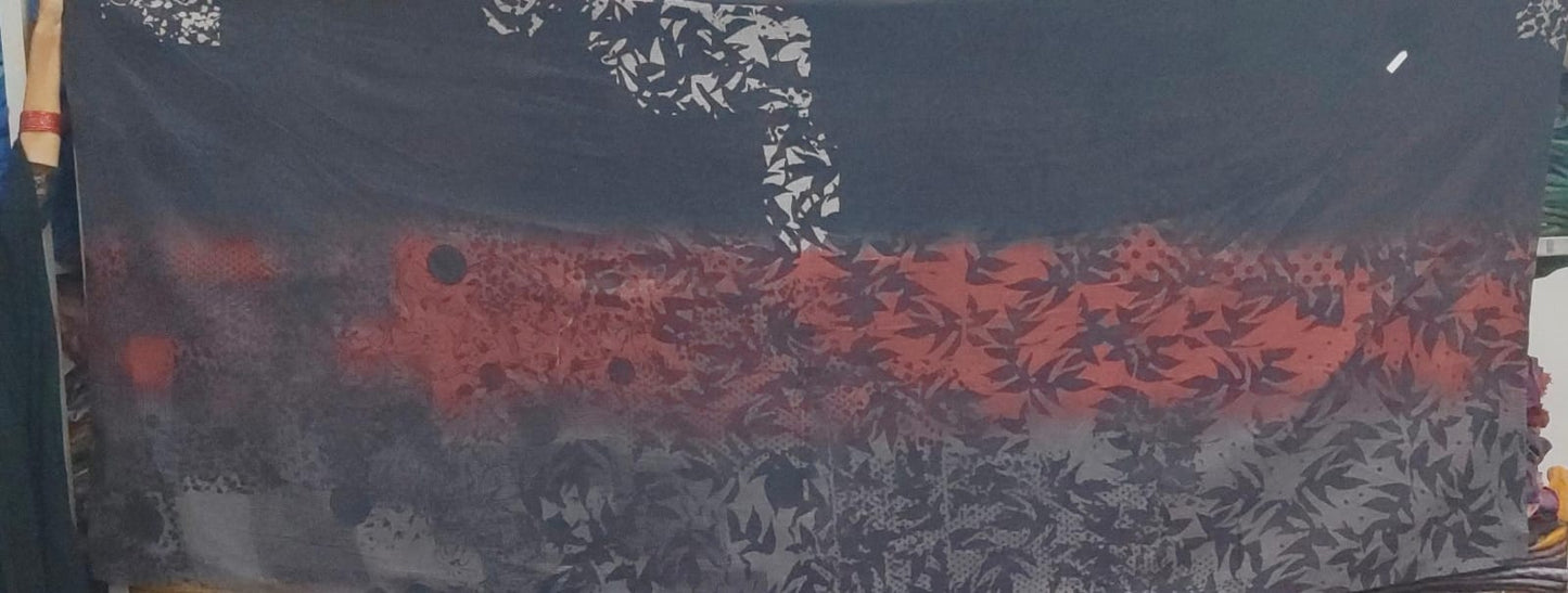 TP2970-RED / MONOTONE TWILIGHT PRINT KANTHA -RED- (AVAILABLE JACKETS)
