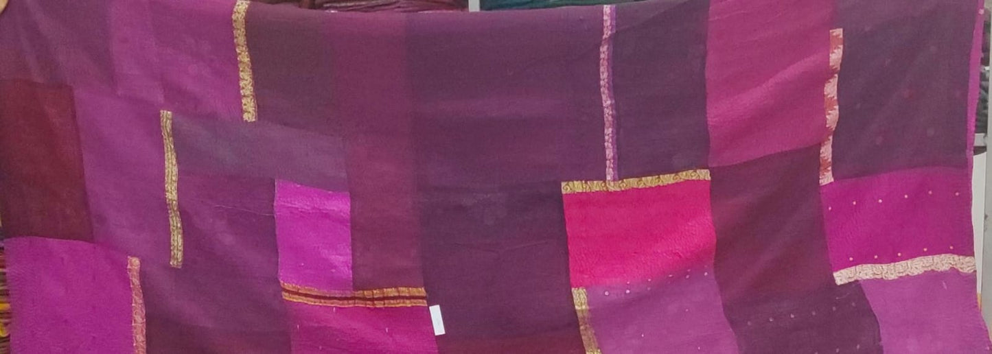 WS4970-PRP / COTTON SILK SW PATCH KANTHA -PRP- (AVAILABLE JACKETS)