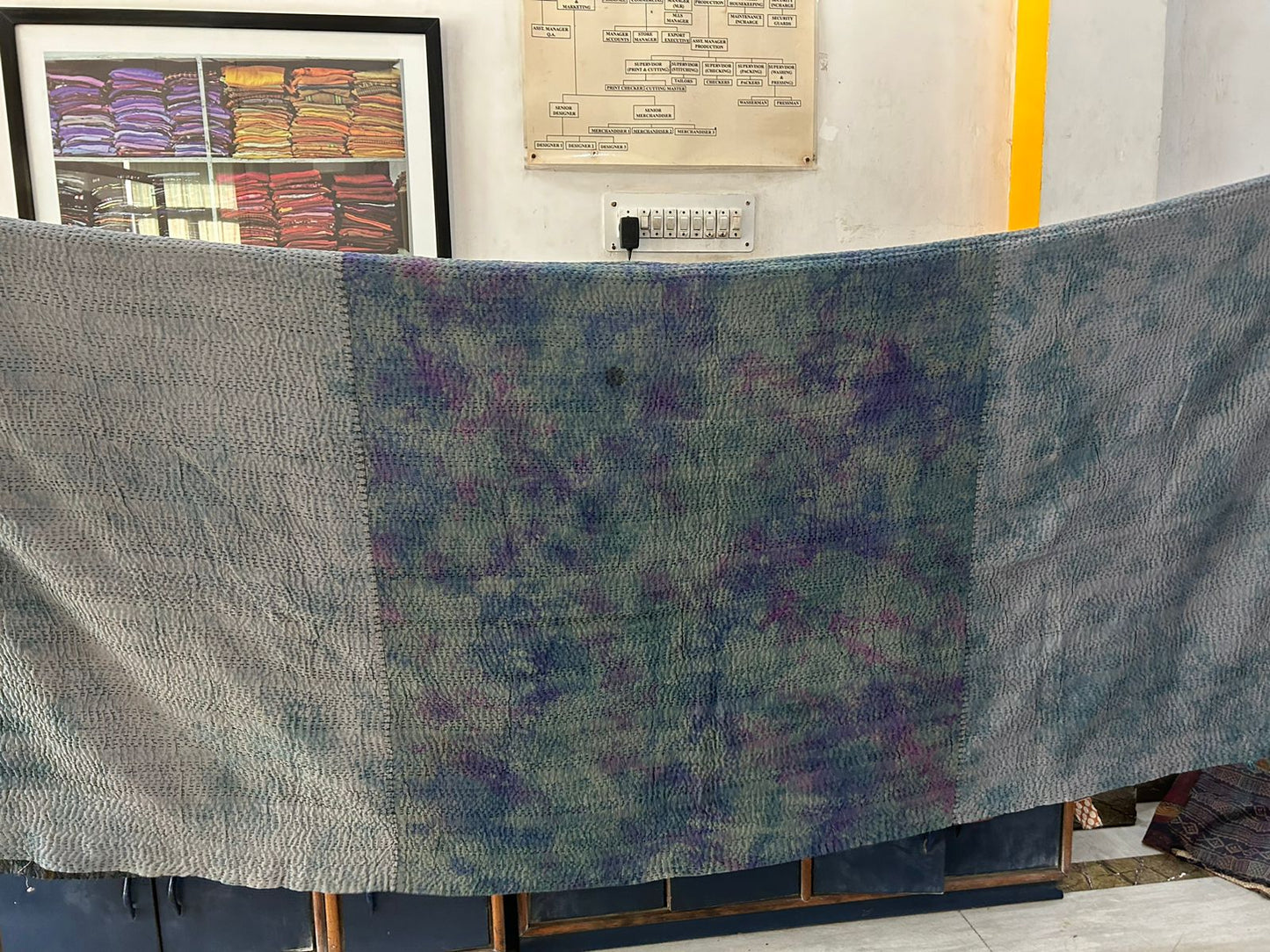 GJ4970-BLK / GEORGETTE JACQUARD VINTAGE SILK PATCH KANTHA -BLK (In Kantha)