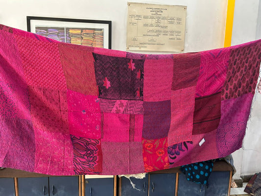 GJ4970-PIK / GEORGETTE JACQUARD VINTAGE SILK PATCH KANTHA -PIK (AVAILABLE JACKETS)