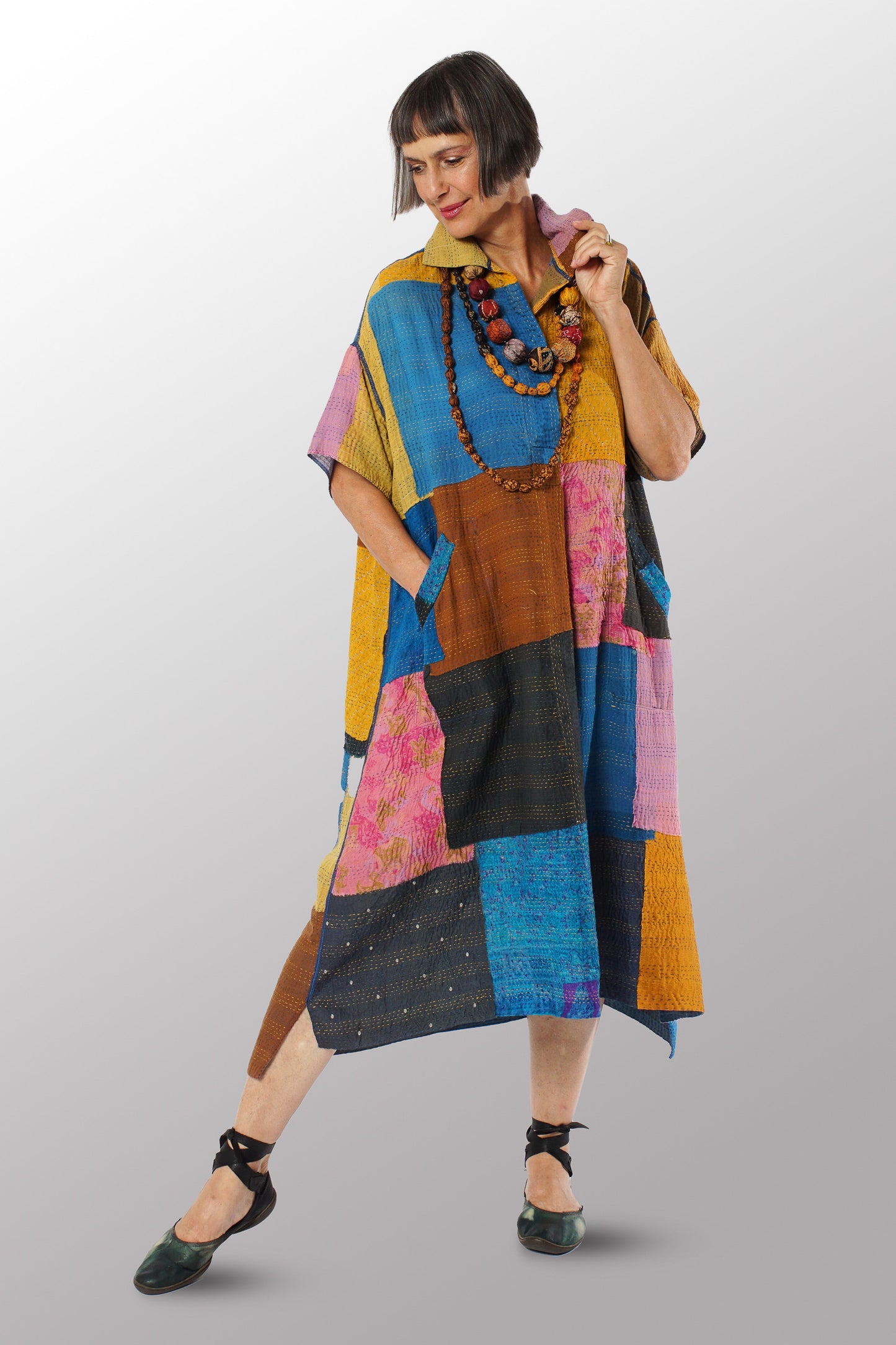 ZB2970-MLT  / MOSAIC FRAY PATCH KANTHA  (AVAILABLE JACKETS)