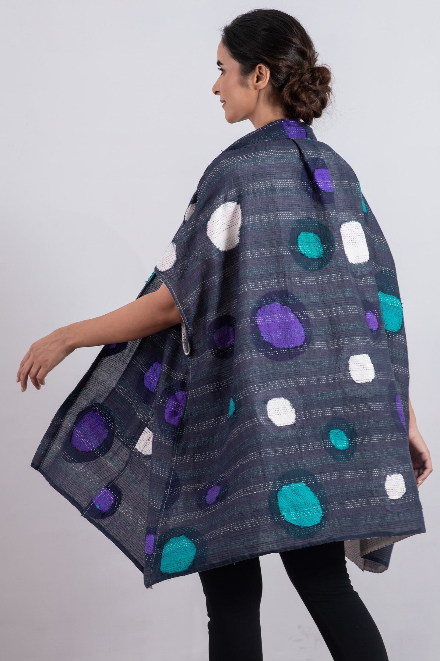 CK2971-BLU / CUT OUT KANTHA -BLU (AVAILABLE JACKETS)