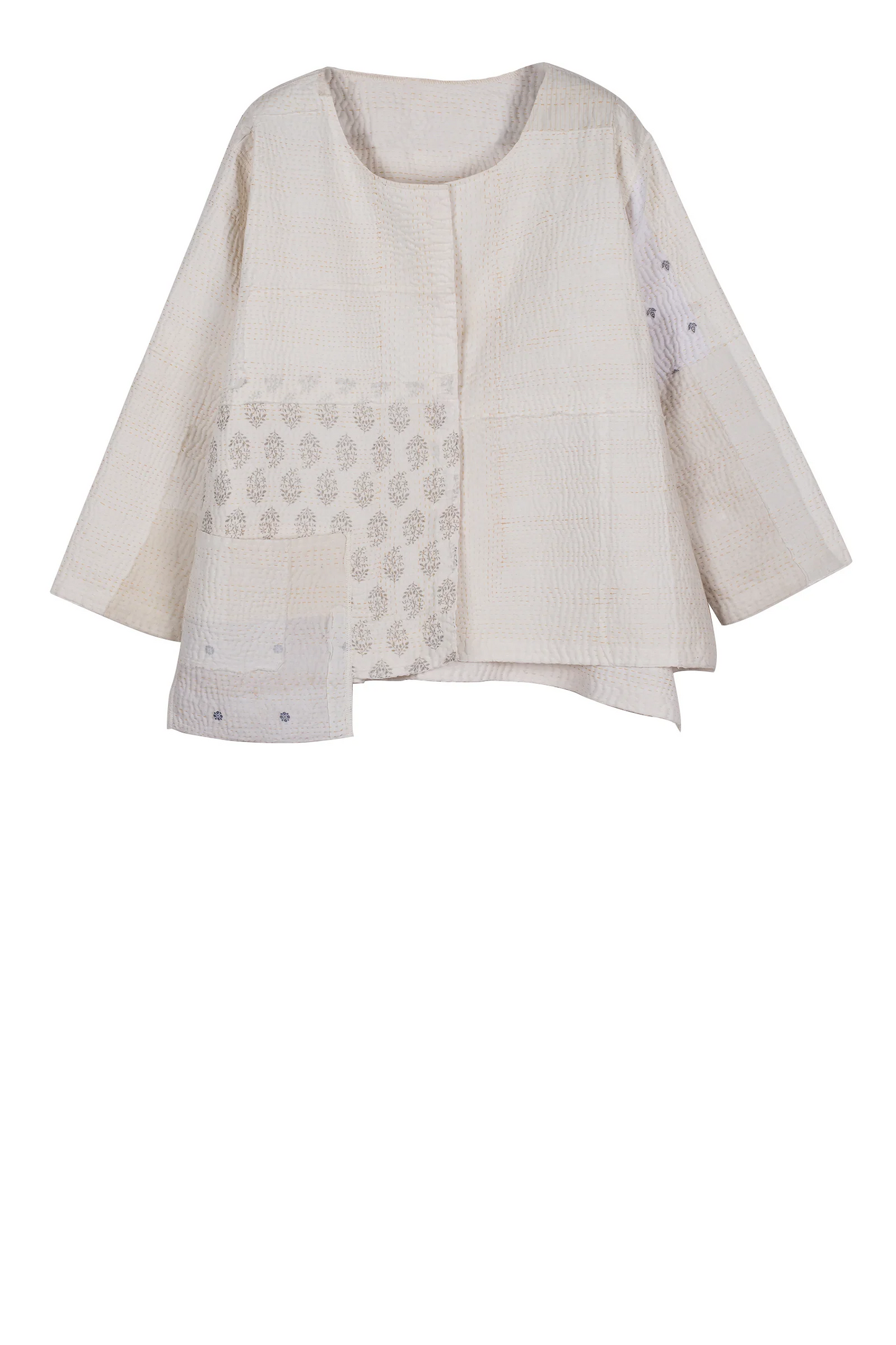 FI4970-IVY / FRAYED PATCH KANTHA -IVY (AVAILABLE JACKETS)