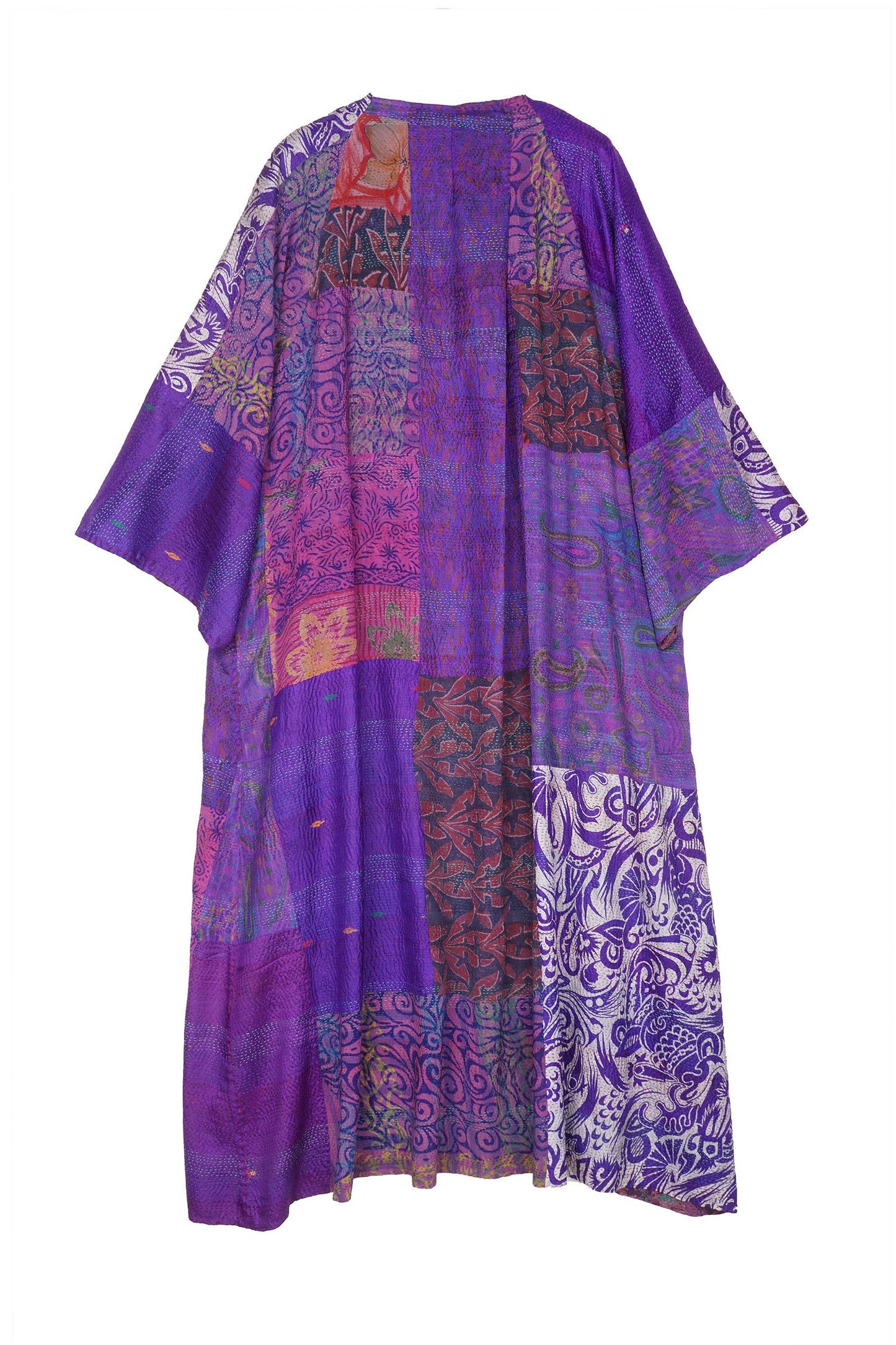 GS2970-PRP / GEORGETTE VINTAGE SILK PATCH KANTHA -PRP (AVAILABLE JACKETS)