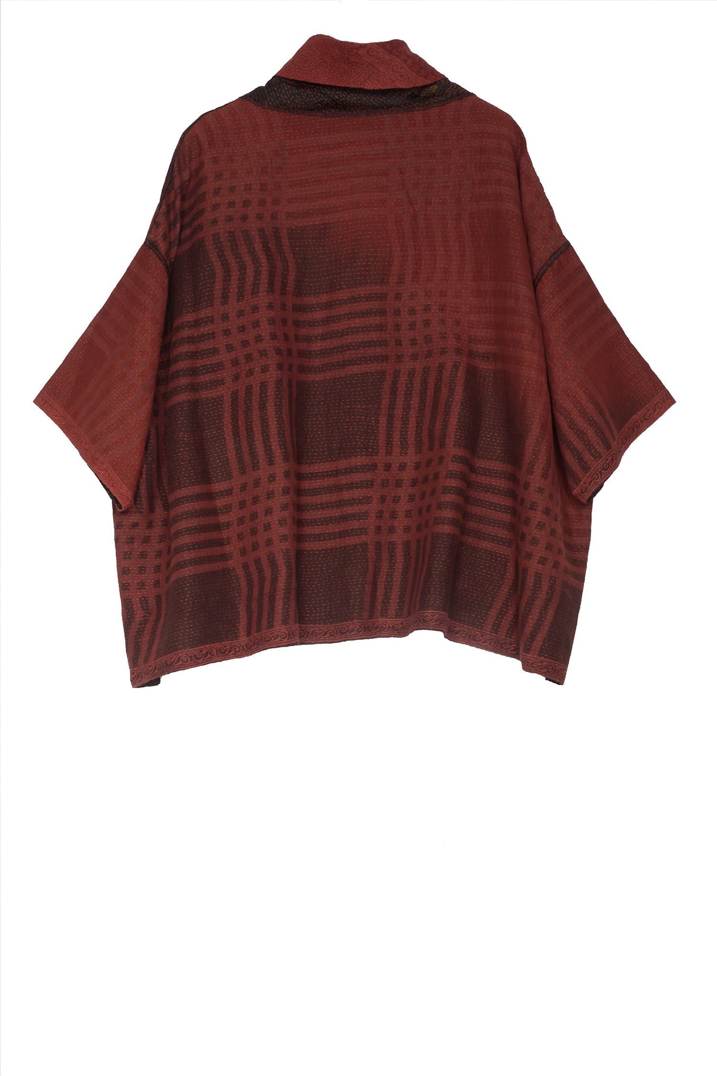 IN2971-RED / INDONESIAN PRINT KANTHA -RED (AVAILABLE JACKETS)