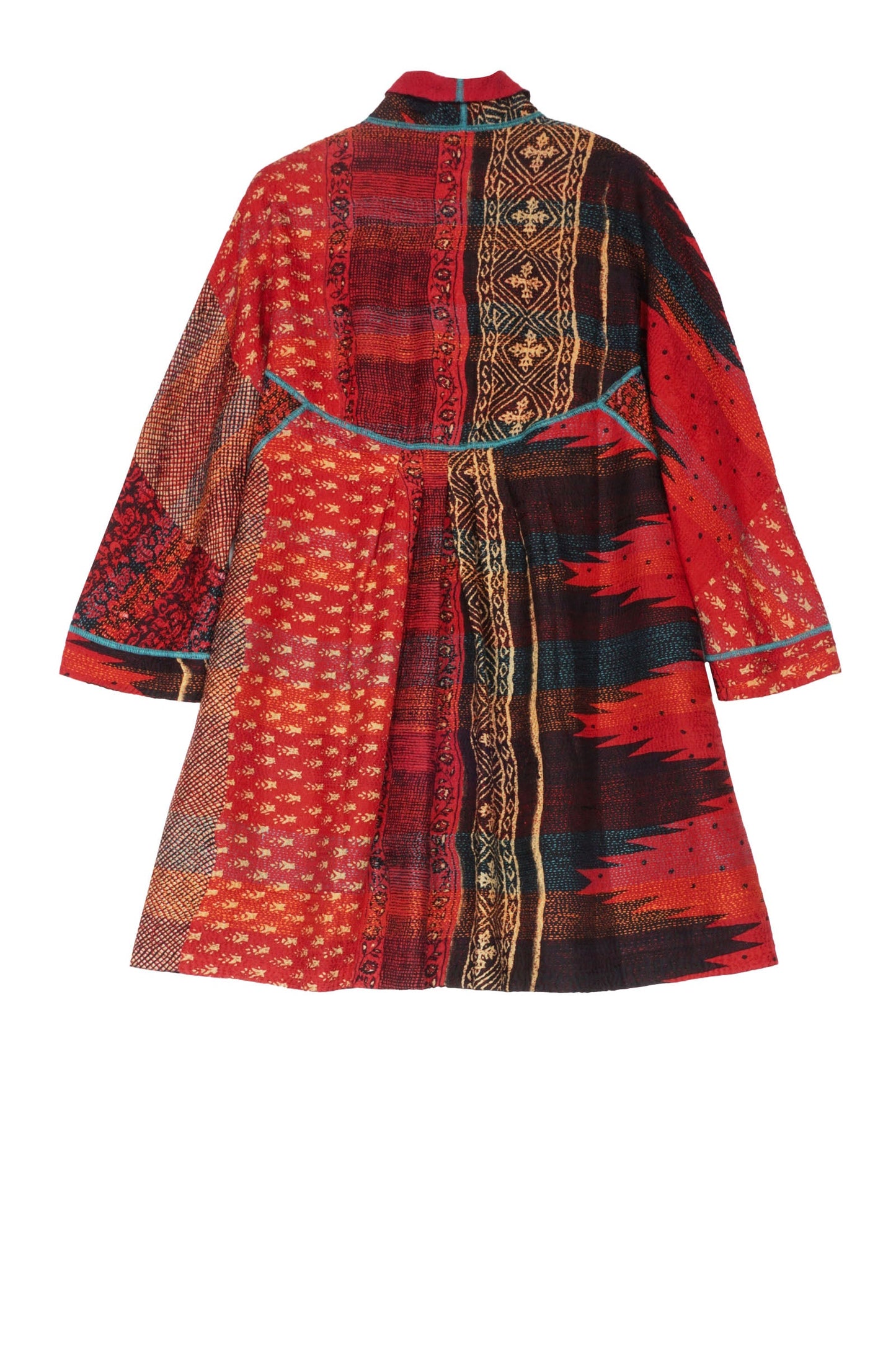 OS2971-RED / SILK COTTON OMBRE PRINT KANTHA -RED (AVAILABLE JACKETS)