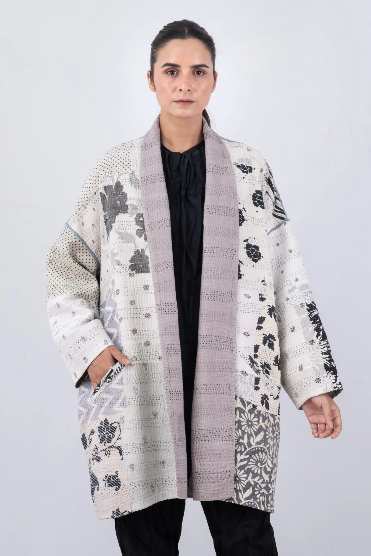PD4970-GRY / POWDER PATCH KANTHA -GRY- (AVAILABLE JACKETS)