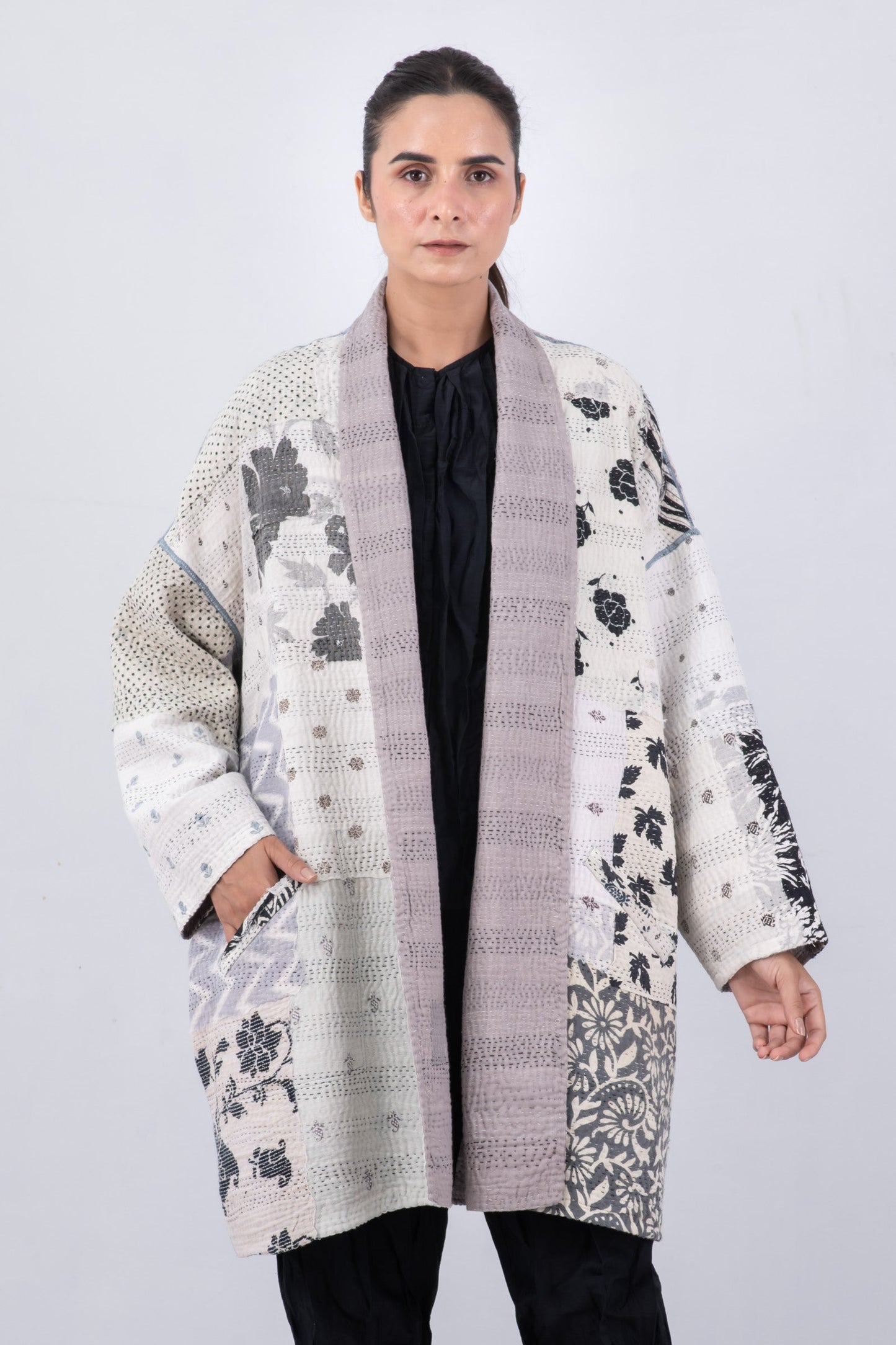 PD4970-GRY / POWDER PATCH KANTHA -GRY- (AVAILABLE JACKETS)