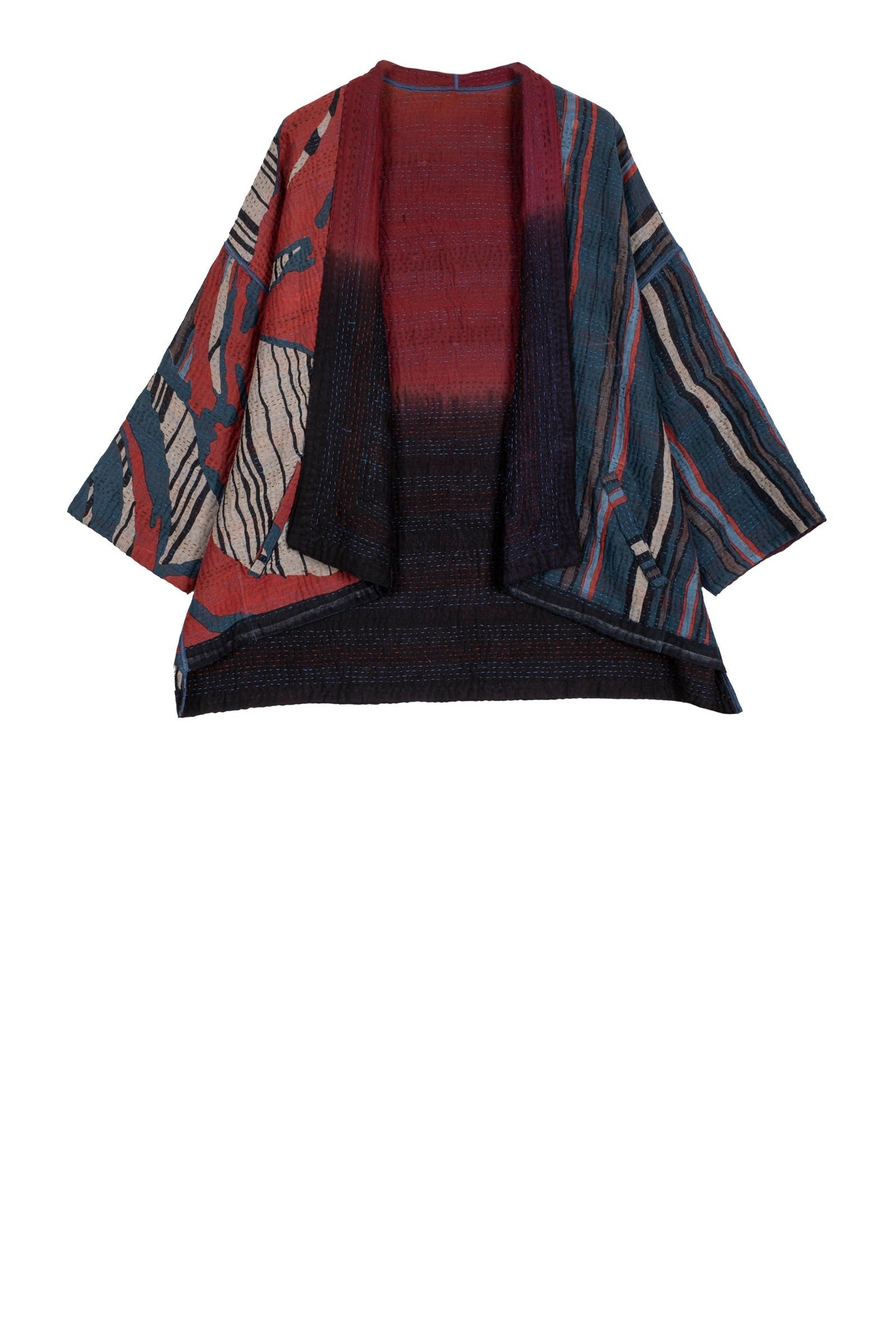 SB4970-RED / STRIPE AND BENDS KANTHA -RED- (AVAILABLE JACKETS)