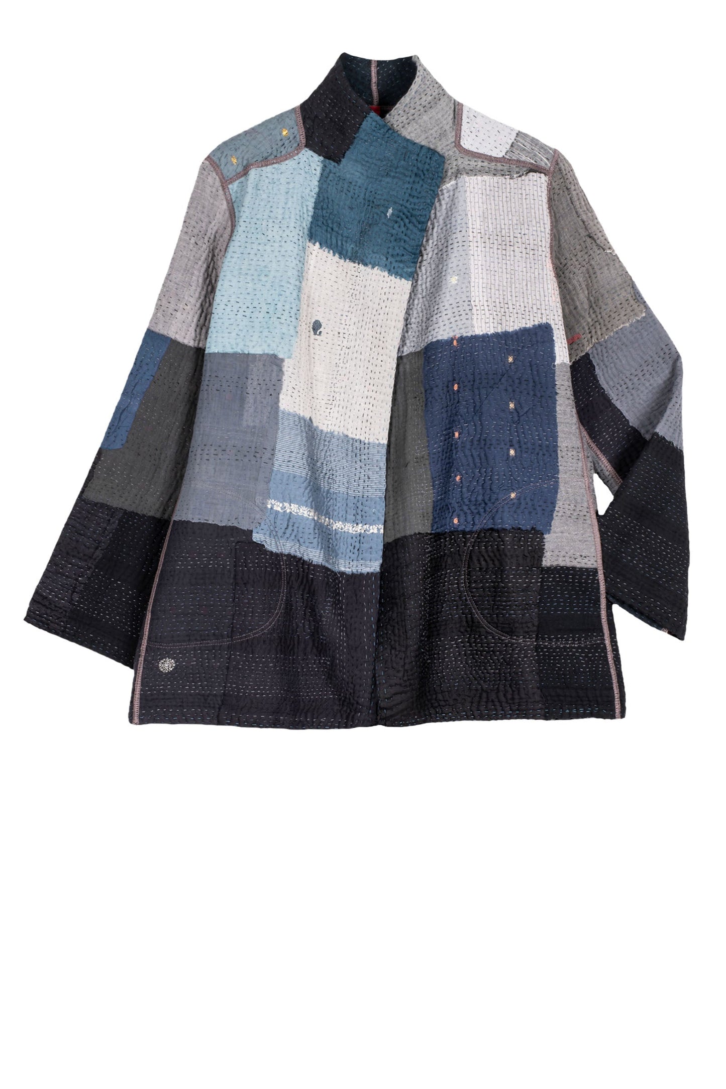 TN4970-BLK / TWO TONE PATCH KANTHA -BLK- (AVAILABLE JACKETS)