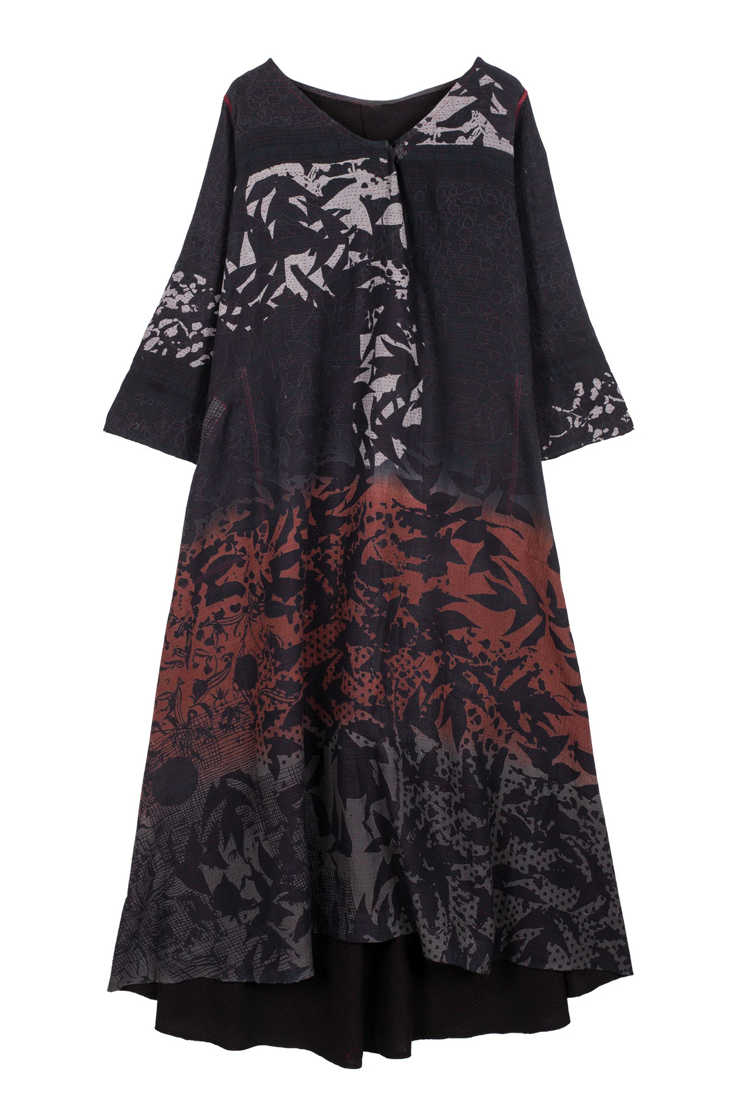TP2970-RED / MONOTONE TWILIGHT PRINT KANTHA -RED- (AVAILABLE JACKETS)