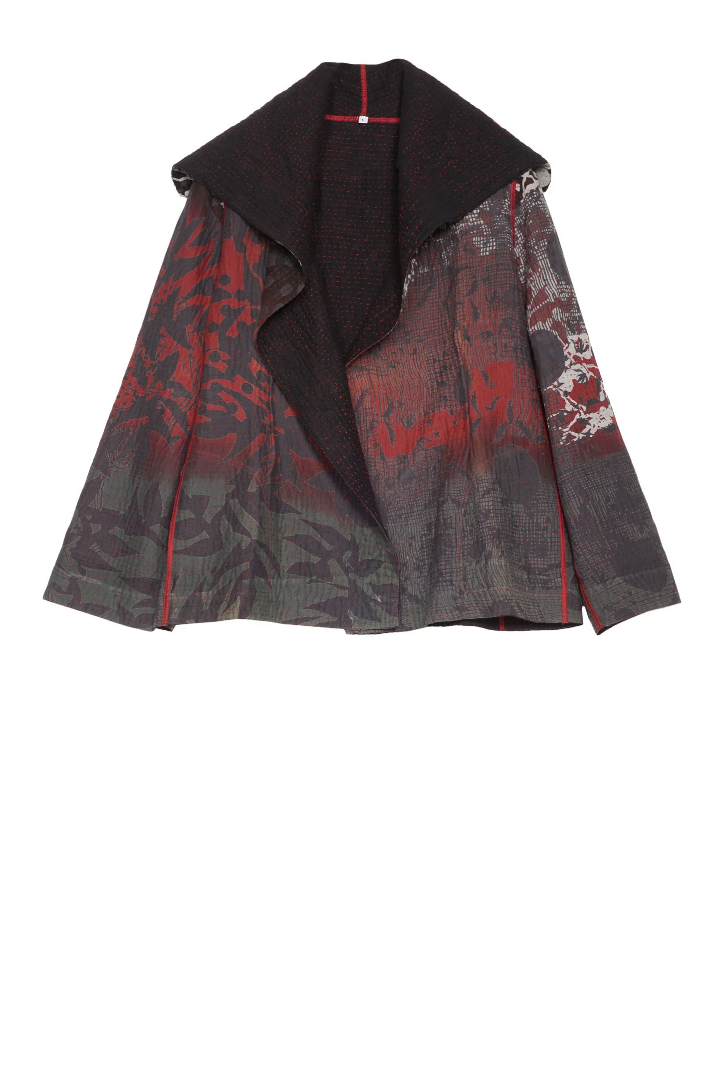 TP4970-RED / MONOTONE TWILIGHT PRINT KANTHA (AVAILABLE JACKETS)