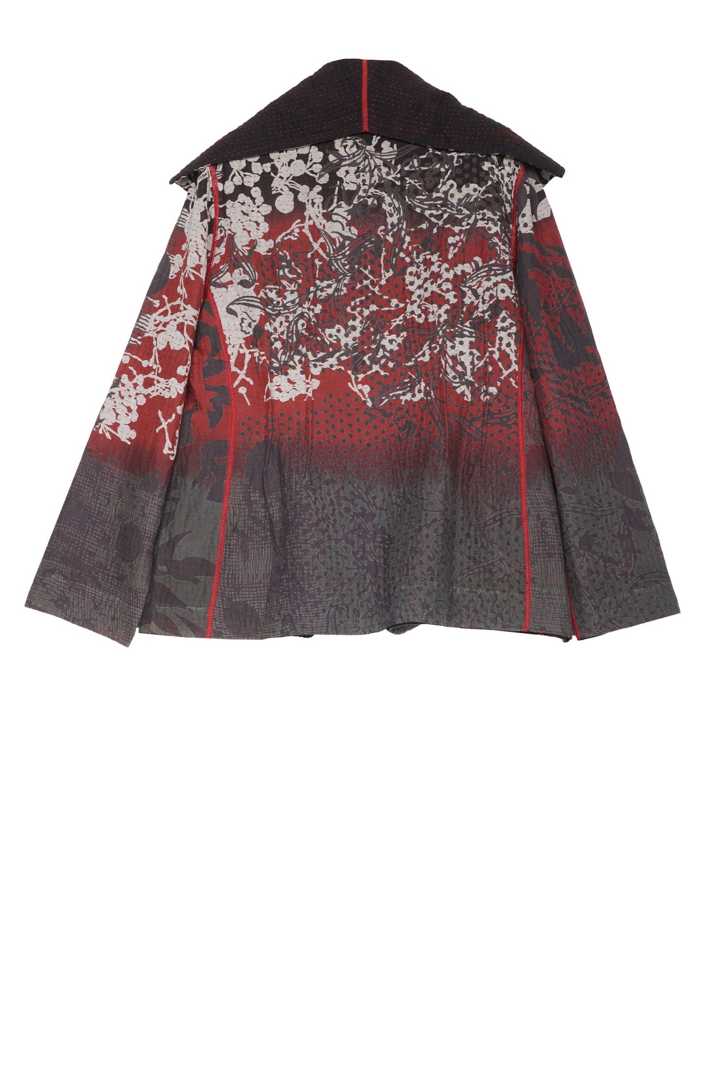 TP4970-RED / MONOTONE TWILIGHT PRINT KANTHA (AVAILABLE JACKETS)