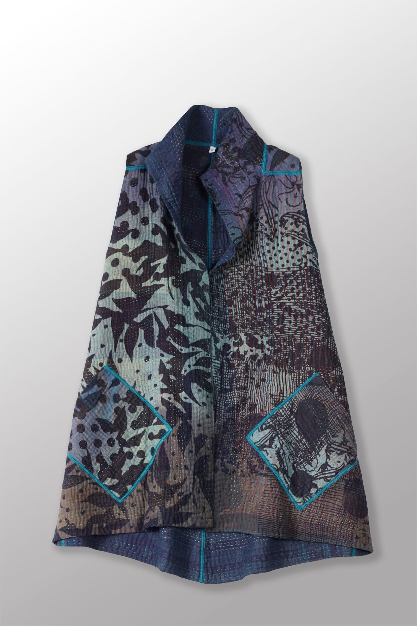 TP4970-BLU / MONOTONE TWILIGHT PRINT KANTHA -BLU- (AVAILABLE JACKETS)