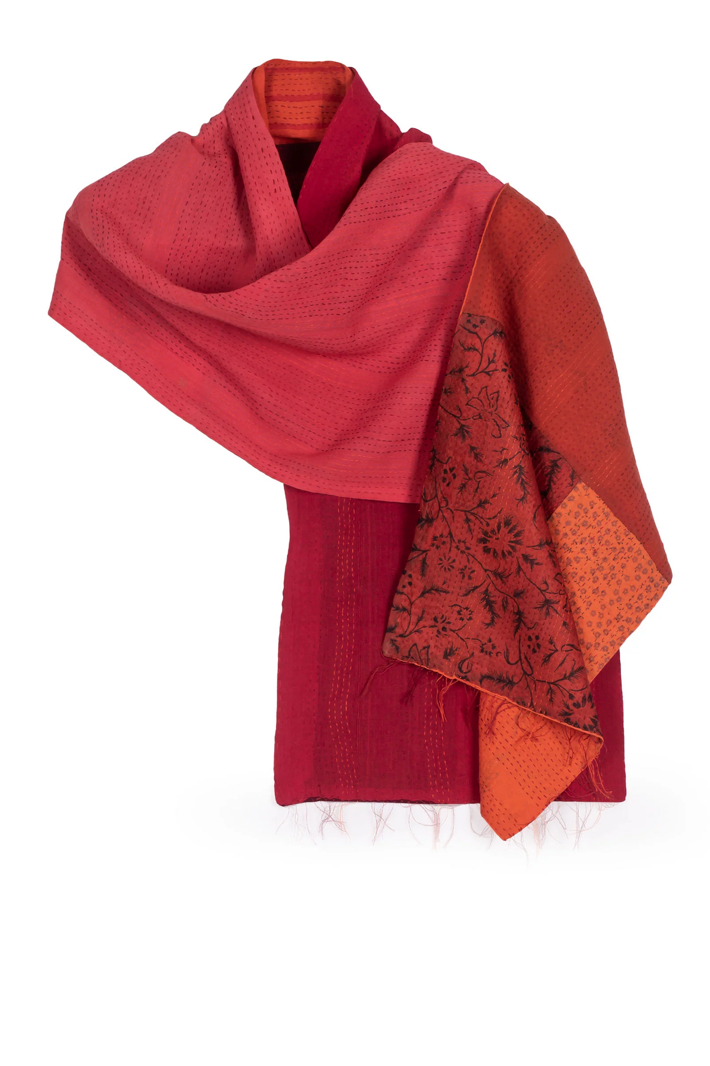 WO2970-ORG / COTTON SILK SW PATCH OMBRE KANTHA -ORG (AVAILABLE JACKETS)