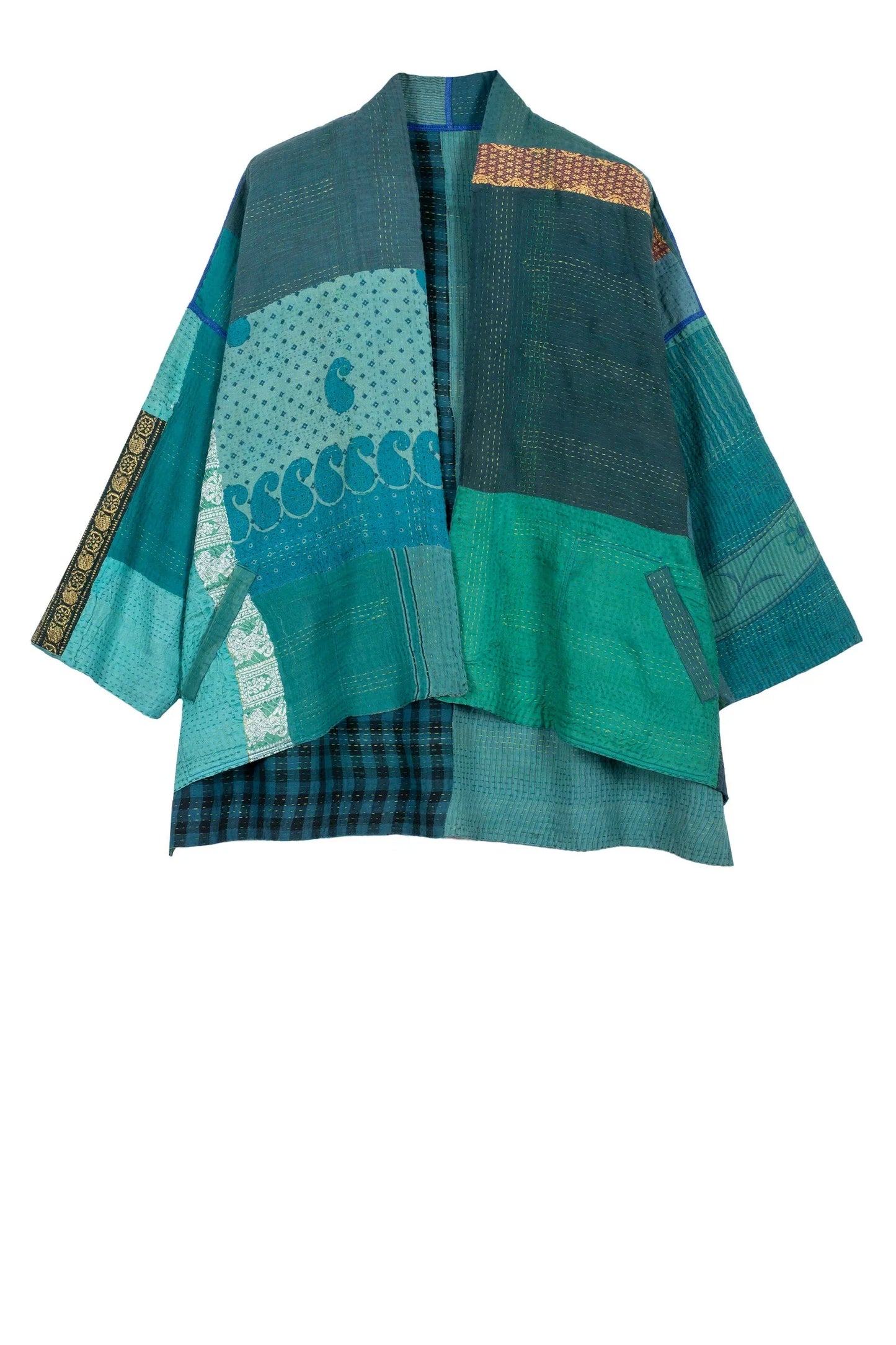WS2970-TEL / COTTON SILK SW PATCH KANTHA -TEL- (AVAILABLE JACKETS)