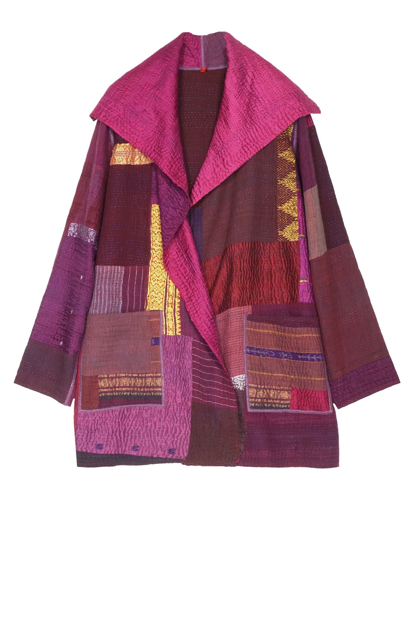 WS4970-PRP / COTTON SILK SW PATCH KANTHA -PRP- (AVAILABLE JACKETS)