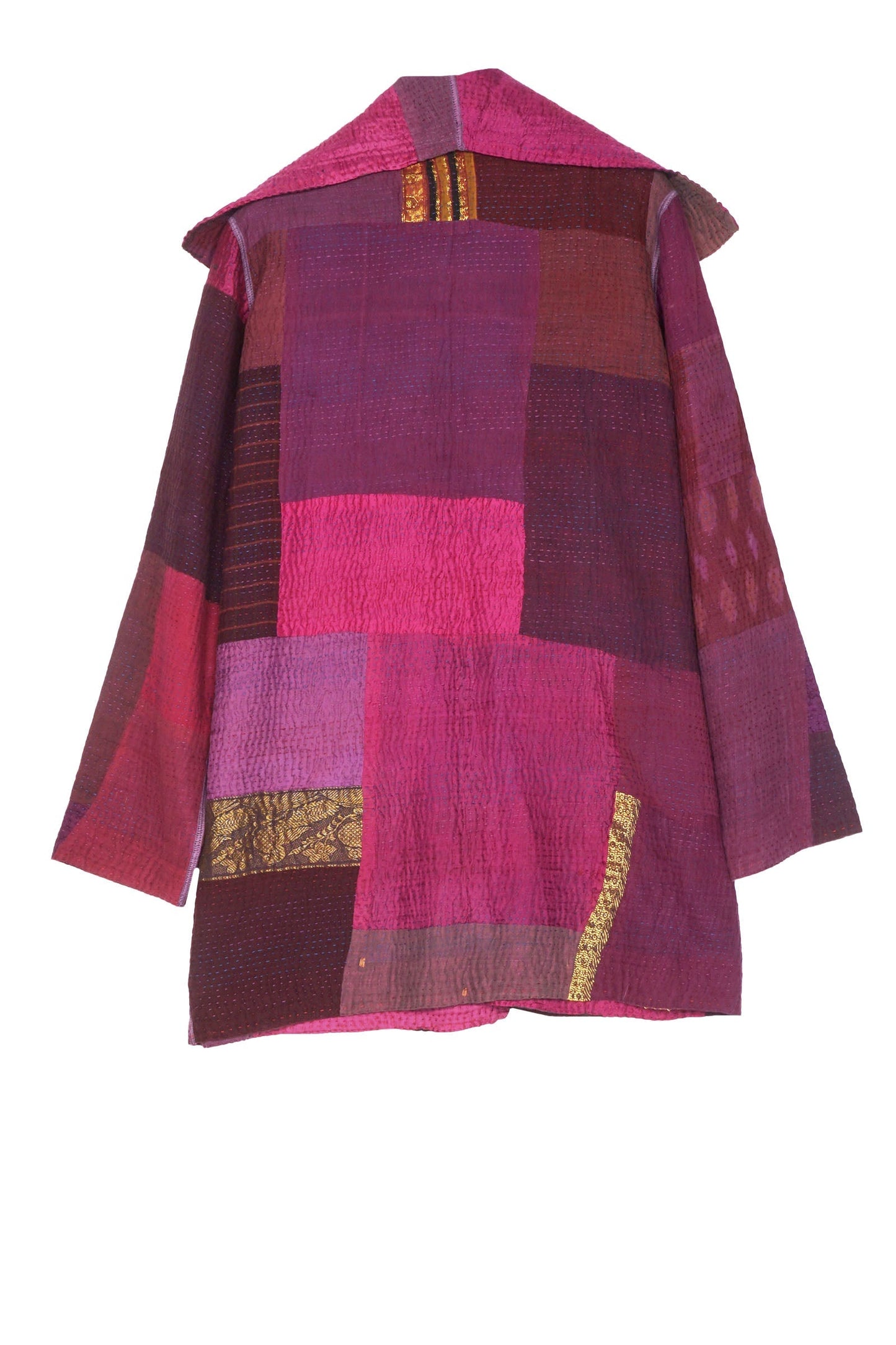 WS4970-PRP / COTTON SILK SW PATCH KANTHA -PRP- (AVAILABLE JACKETS)