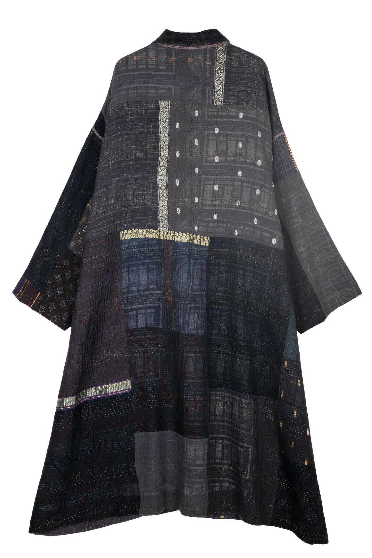 WS4970-BLK / COTTON SILK SW PATCH KANTHA -BLK- (AVAILABLE JACKETS)