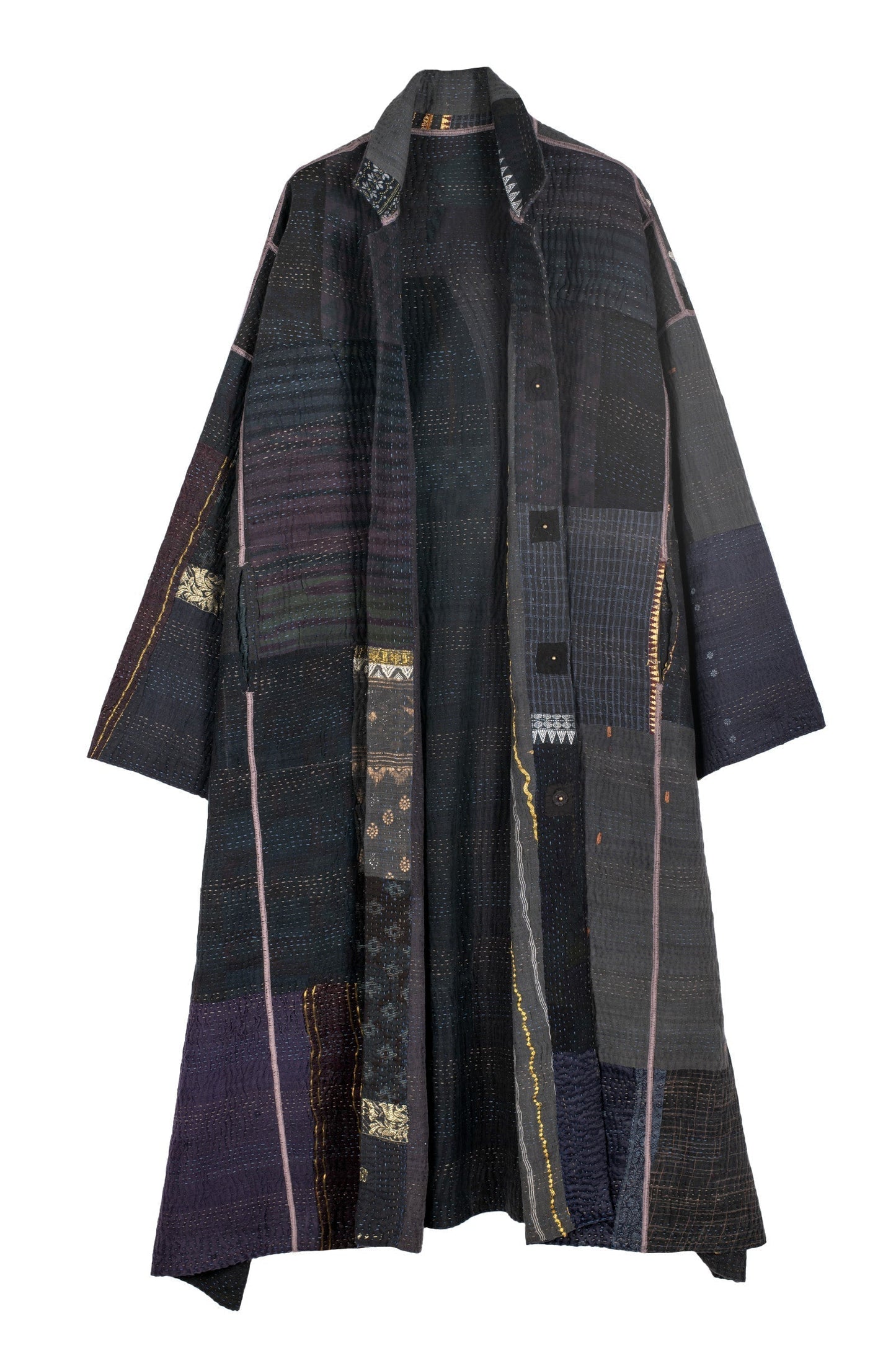 WS4970-BLK / COTTON SILK SW PATCH KANTHA -BLK- (In Kantha)