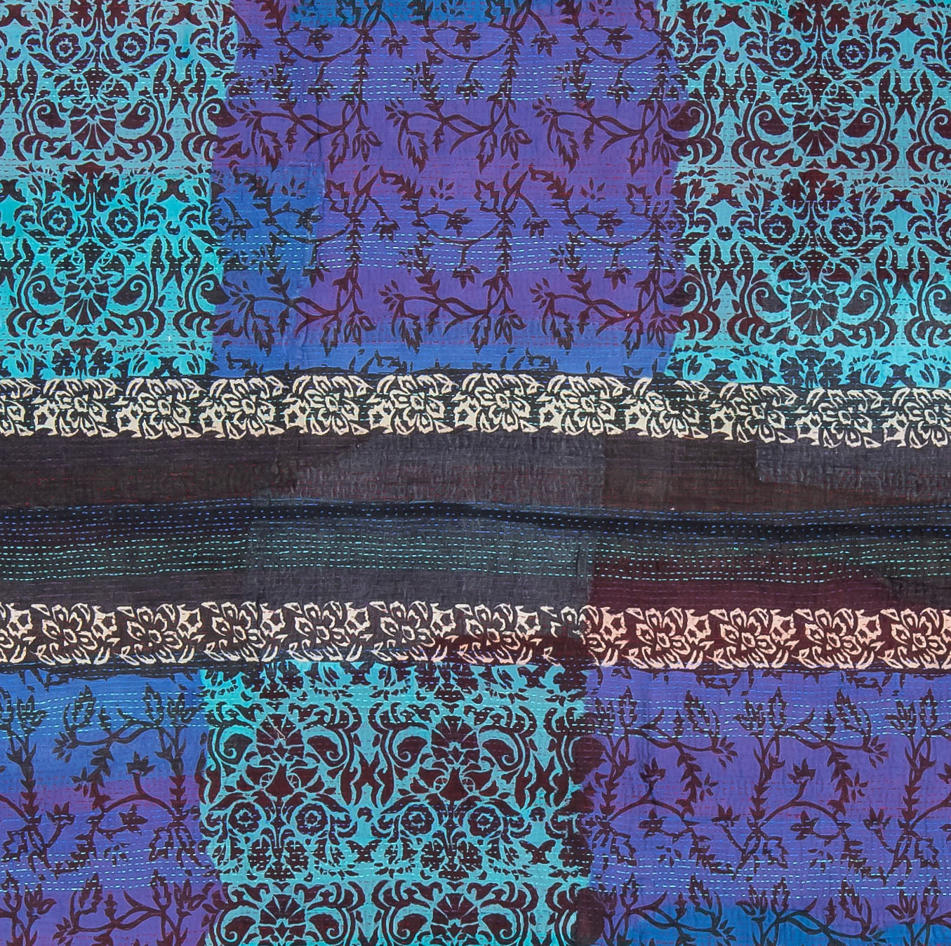 BG2970-BLU / BAGH PRINT KANTHA (AVAILABLE JACKETS)