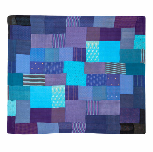 DL4970-BLU / POLKA DOTS & LEAVES KANTHA -BLU (AVAILABLE JACKETS)