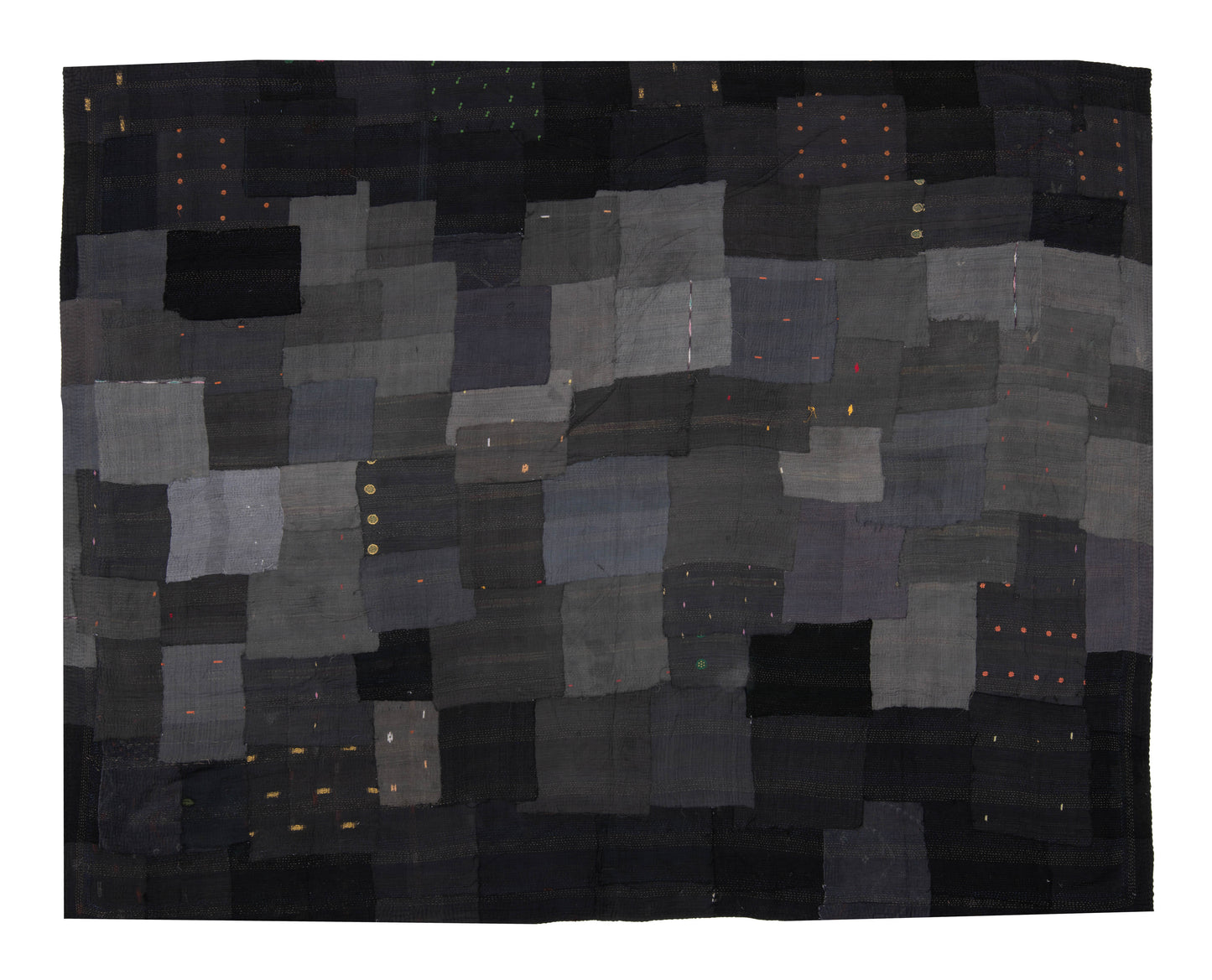 FI4970-BLK / FRAYED PATCH KANTHA -BLK (AVAILABLE JACKETS)