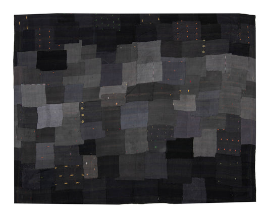 FI4970-BLK / FRAYED PATCH KANTHA -BLK (AVAILABLE JACKETS)