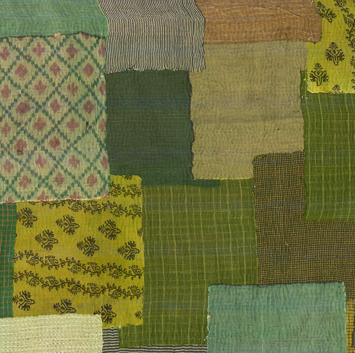 FM4970-GRN / FRAYED PATCH MIX KANTHA -GRN (AVAILABLE JACKETS)