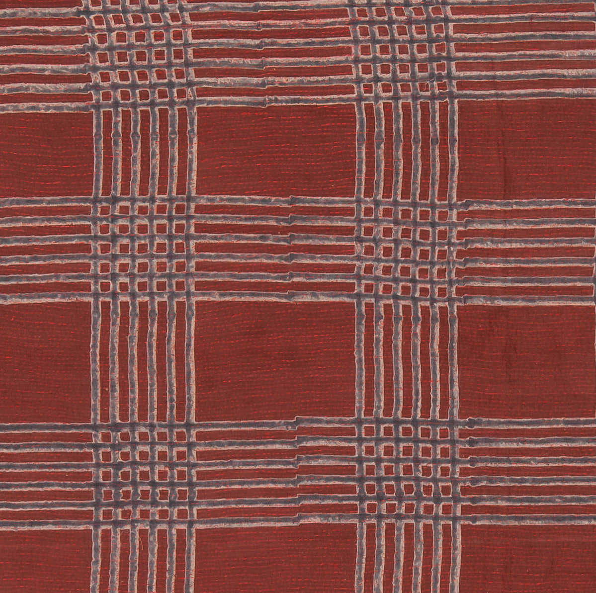 IB2971-RED / INDONESIAN PRINT & BORDER SHIBORI KANTHA -RED (AVAILABLE JACKETS)