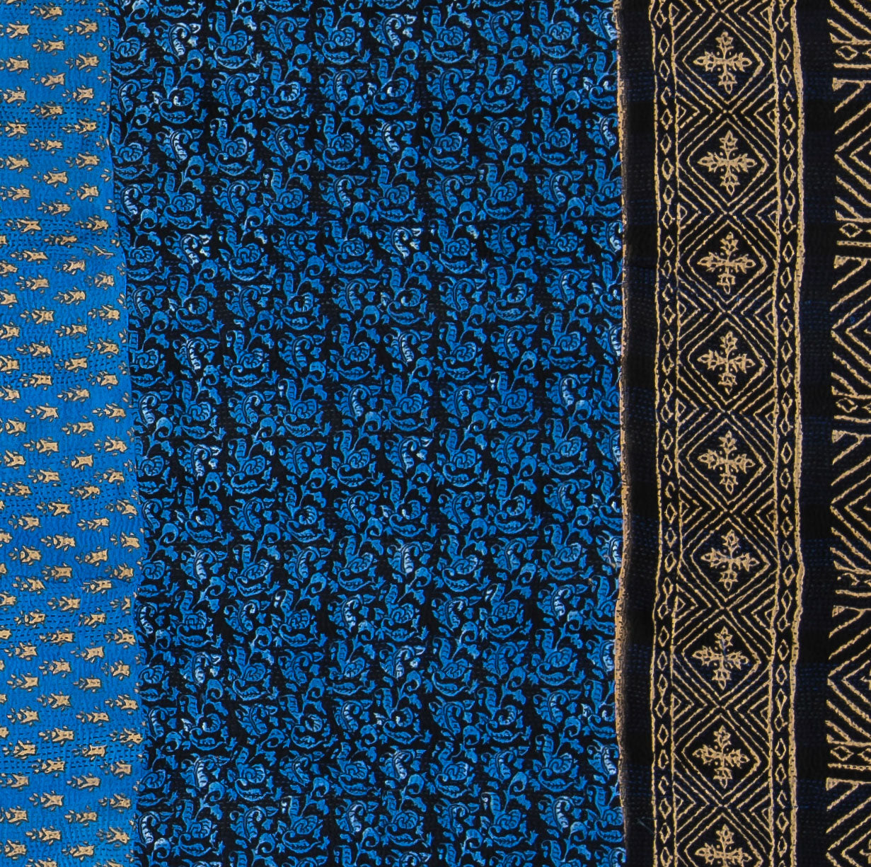 OS2971-BLU / SILK COTTON OMBRE PRINT KANTHA -BLU (AVAILABLE JACKETS)