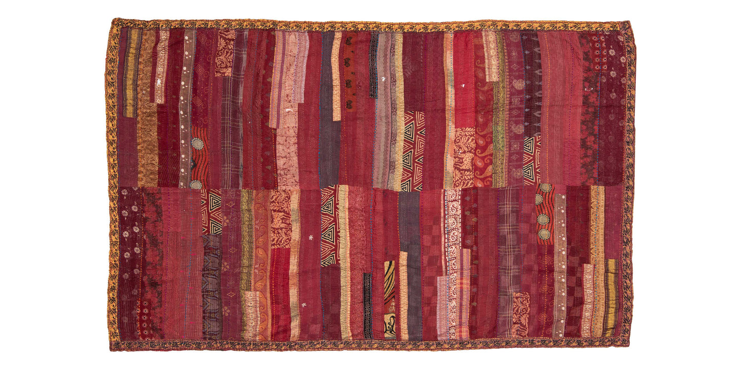 PR4970-RED / STRIPE RALLIS KANTHA -RED- (AVAILABLE JACKETS)