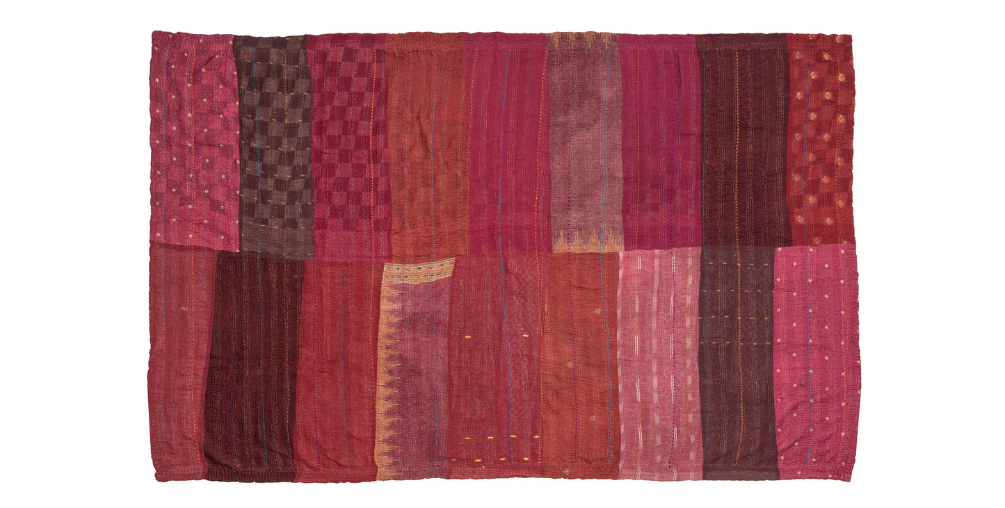 PR4970-RED / STRIPE RALLIS KANTHA -RED- (AVAILABLE JACKETS)