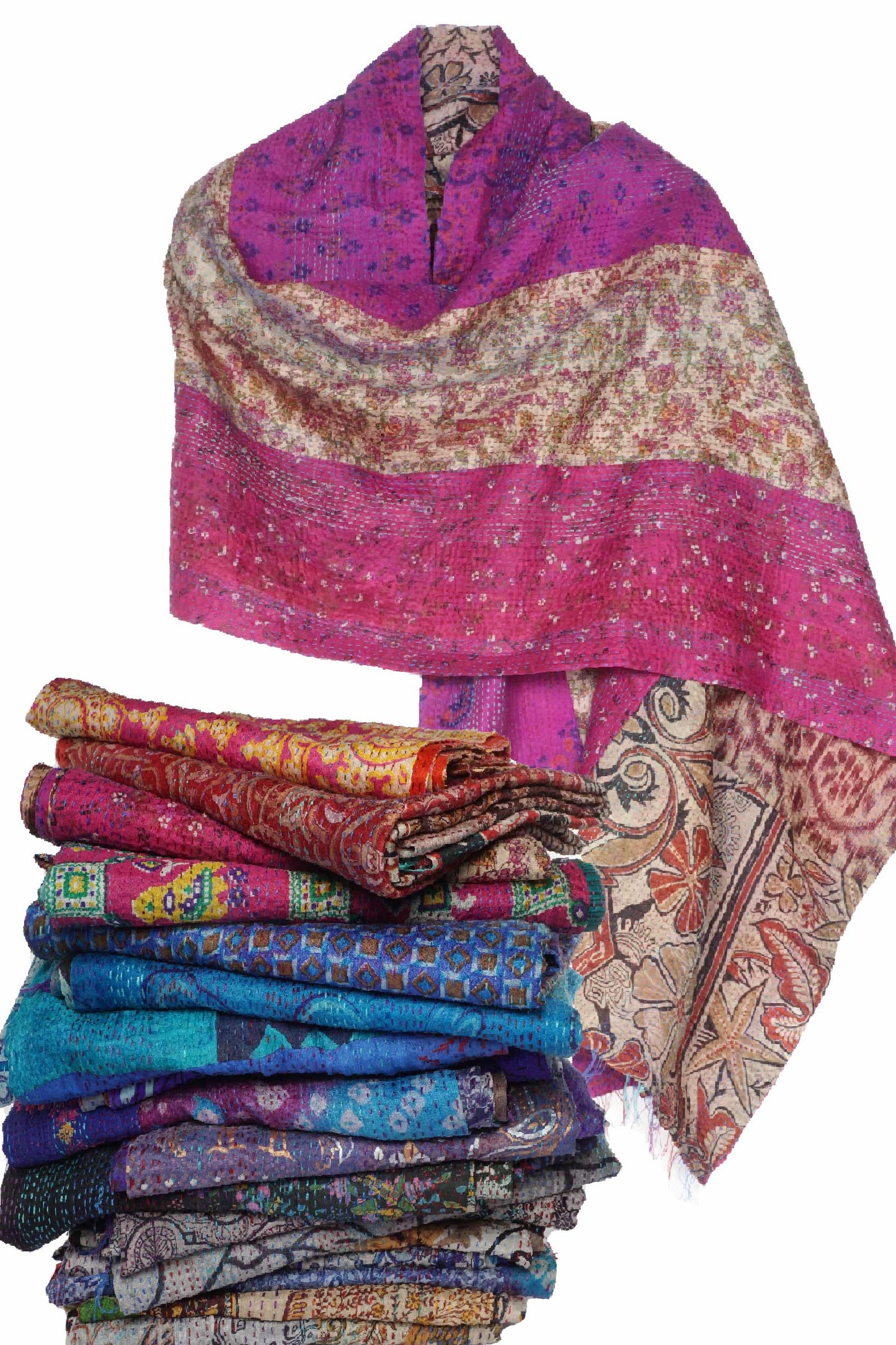 VINTAGE SILK KANTHA SCARF STANDARD - Mieko Mintz Online Store