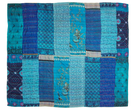 VP2970-BLU / VINTAGE SILK PATCH KANTHA -BLU- (AVAILABLE JACKETS)